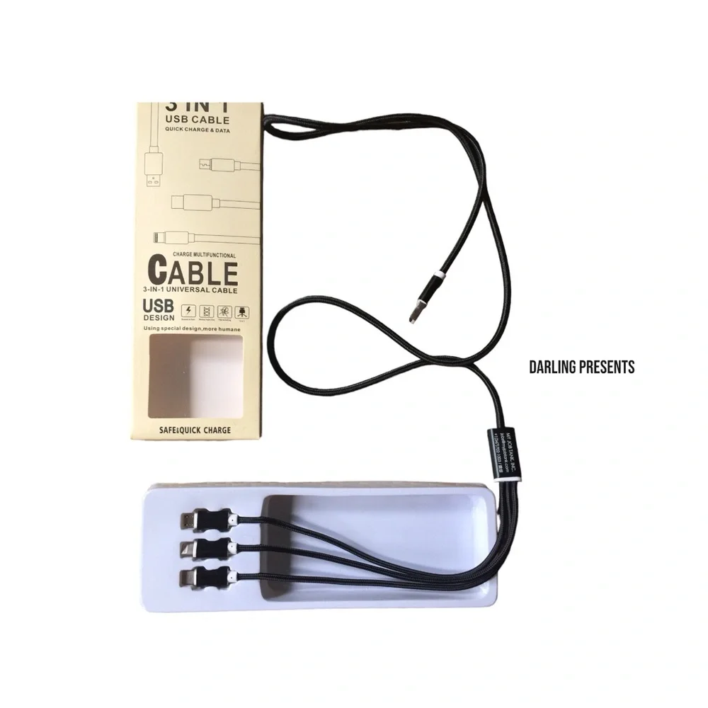Universal USB 3 In 1 Multifunctional Cable Tech Color Black